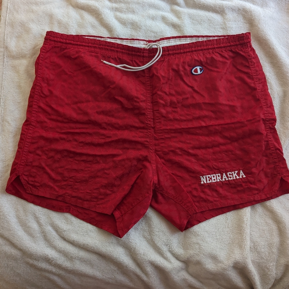 Champion Red Nebraska Athletic Shorts